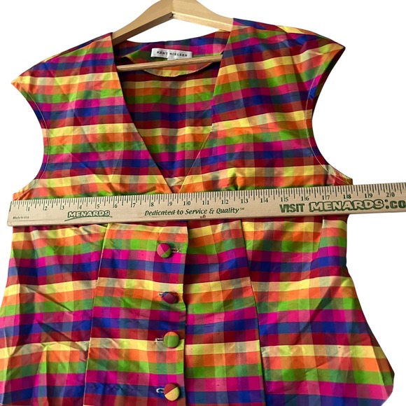 Kent Nielsen Multicolor Plaid Sleeveless Button Up Top‎ Colorful Size M - Picture 8 of 8
